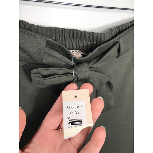 New Badgley Mischka Women's L Olive Green Jogger Pants Cargo Belt Comfy Everyday - Picture 6 of 12